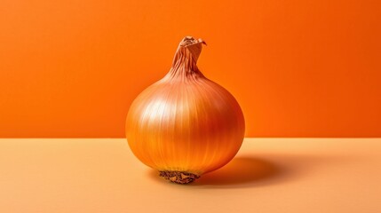 Poster - AI generated illustration of onion on an orange background