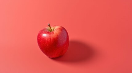 Canvas Print - AI generated illustration of a vibrant red apple fruit on a red background