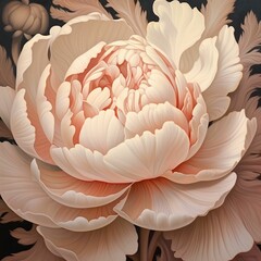 Sticker - AI-generated illustration of a vibrant pastel peach Peonie flower