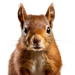 Wall Mural - squirrel face shot, isolated on transparent background cutout, generative ai