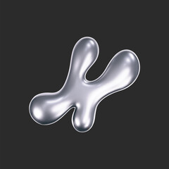 Wall Mural - chrome liquid 3d shape in y2k style isolated on a dark background. render of 3d metal silver melting