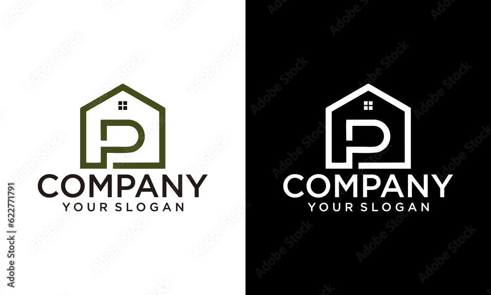 House logo design with initial letter p concept Stock Vector | Adobe Stock