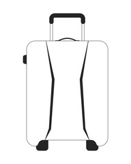 Poster - Carrying baggage flat monochrome isolated vector object. Luggage wheels. Packing suitcase. Editable black and white line art drawing. Simple outline spot illustration for web graphic design