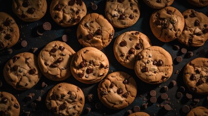 Poster - AI generated illustration of a stack of chocolate chip cookies