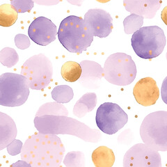 Wall Mural - Purple dots pattern watercolor in watercolor style on black background.