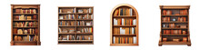 Bookshelf Clipart Collection, Vector, Icons Isolated On Transparent Background