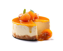 Apricot Cheesecake, Cheesecake Pastry, Peach Cream Cheese Dessert, Abstract Generative AI Illustration