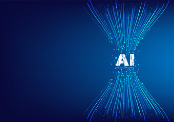 Aufkleber - Ai Artificial intelligence logo banner technology futuristic on dark blue background. Circuit line high tech. Cover, Poster, Presentation, Business