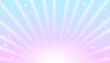 Pink-blue pastel light rays background with halftone effect and stars in manga, comics style.