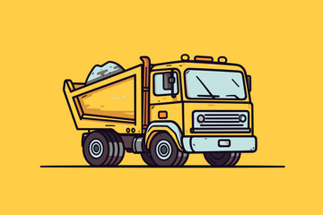 Doodle inspired Dump truck, cartoon sticker, sketch, vector, Illustration
