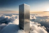 Sky High Aspirations: Captivating Image of a Modern Skyscraper Breaking Through Clouds, a Powerful Symbol of Human Ambition and Progress