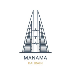 Wall Mural - Vector icon of the city landmark of MANAMA in the country of BAHRAIN. Linear illustration of the famous landmark on a white background. Cityscape icons of the famous, modern city symbol. 