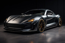 Futuristic Concept Car In Garage On Dark Background, Expensive Exclusive Sports Auto, AI Generated