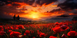 Lest We Forget: Sunset Tribute with Poppy Field and WW2 Planes on Remembrance Day