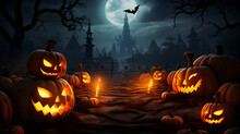 Halloween Spooky Night Background. AI Generated Image