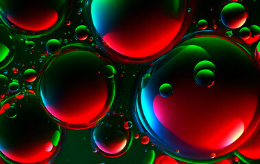 Beautiful blurred abstract background with pink, red, green colors with bubbles and balls