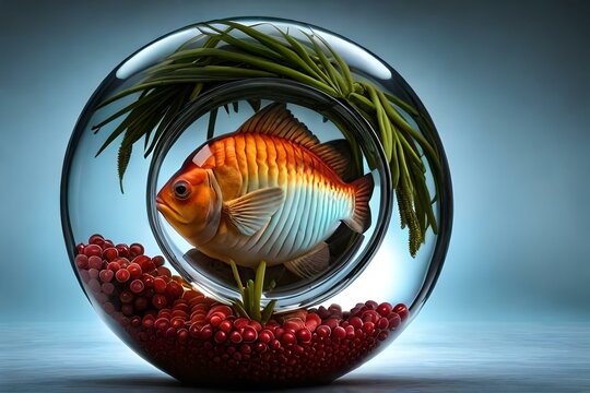 fish in a glass ball  generated Ai technology