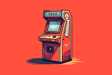 Doodle Inspired Arcade Machine, Cartoon Sticker, Sketch, Vector, Illustration