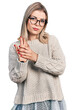 © Krakenimages.com - Young blonde woman wearing glasses suffering pain on hands and fingers, arthritis inflammation