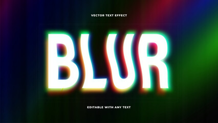 Editable 3D RGB Blur Glitch Text Effect Style. Vector Illustration Template.