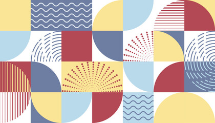 Poster - Abstract geometric mosaic. Colorful Background from squares, circles, triangles shapes and line elements