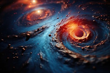 Wall Mural - The Whirlpool Galaxy's distant swirls through a high-powered telescope. Generative AI