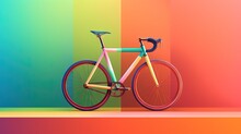  A Colorful Bike Is Shown Against A Multi - Colored Background.  Generative Ai