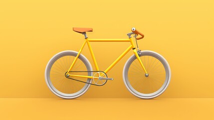 Sticker -  a yellow bicycle with a wooden seat on a yellow background.  generative ai