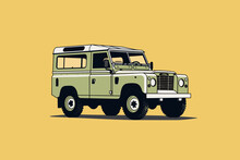 Doodle Inspired Land Rover, Cartoon Sticker, Sketch, Vector, Illustration