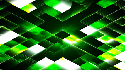 Poster - Abstract pattern, seamless mosaic background. Abstract technology background, computer generated image. Fractal geometry: a portal of luminous blocks. Sci-fi or hi-tech background.