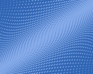 Wall Mural - Blue pattern with small dots. Halftone background. Comic dotted pattern. Pop art retro style. Backdrop with circles, rounds, dots, design element for web banners, posters, cards, wallpapers.  Vector