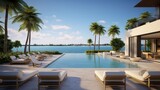 Fototapeta  - Villa in a prime oceanfront location in Miami, offering stunning views of the Atlantic Ocean and access to beaches