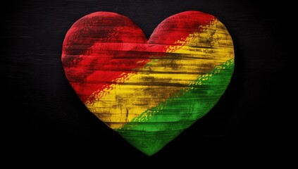 Poster - a colorful heart with the rasta flag on a black background black history month concept Generative AI