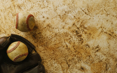 Canvas Print - Vintage baseball background with old used and worn textured backdrop.