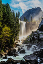Waterfall In Yosemite National Park In California, United States