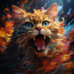  Cat on acid melting stunning painting