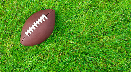 Wall Mural - american football ball on a green grass in high resolution HD