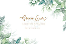 Watercolor Green Leaves Background 