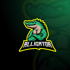 Wall Mural - Alligator mascot logo design vector with modern illustration concept style for badge, emblem and t shirt printing. Cool crocodile  illustration for team, gaming and sports