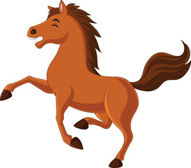 Wall Mural - cartoon funny brown horse standing