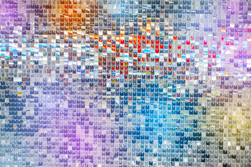 Poster - Shiny background. Texture of squares with different shades. Silver surface reflects color palette. Shiny pattern. Colorful texture. Multicolored backdrop. Wallpaper with iridescent background