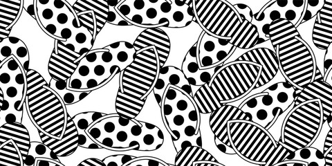 black white flip flops or slippers seamless pattern