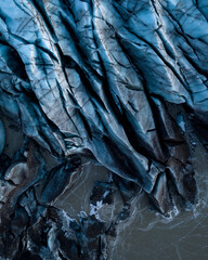 Aerial view of Svinafellsjokull Glacier, Austurland, Iceland.