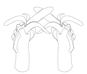 Poster - One continuous line of Banana. Thin Line Tropical Fruit illustration vector concept. Contour Drawing Creative ideas.
