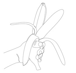 Poster - One continuous line of Banana. Thin Line Tropical Fruit illustration vector concept. Contour Drawing Creative ideas.