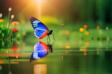 Multi Colored Butterfly Flies Among Vibrant Nature Beauty