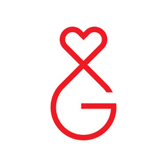 Wall Mural - Letter G heart love minimal logo design