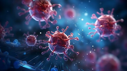 Poster - Digital virus shape and illustration shape. 8k resolution