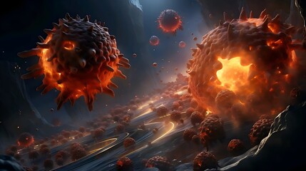 Poster - Digital virus shape and illustration shape. 8k resolution