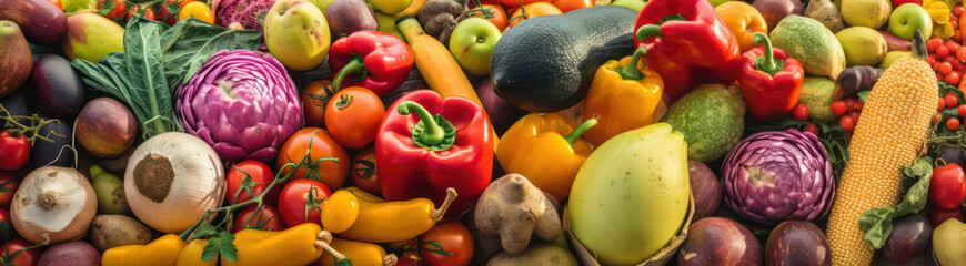 vegetables and fruits on the counter of the store.Generative AI